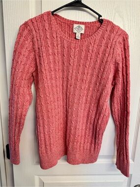 Beautiful St. John's Bay Cable Knit Crewneck Sweater - Coral Pink
